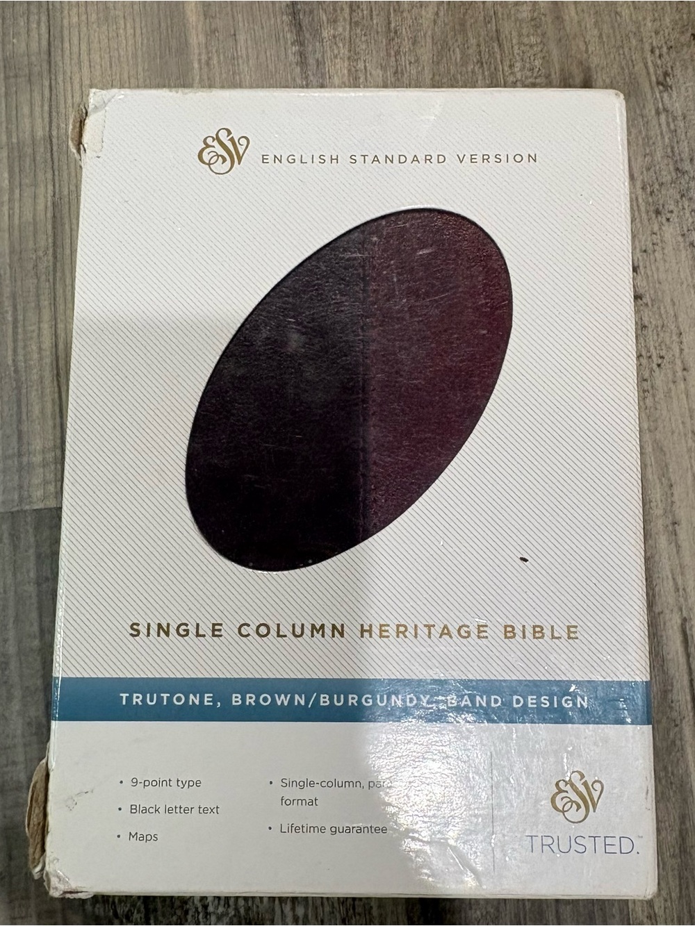Single Column Heritage Bible - Brown/Burgundy Trutone